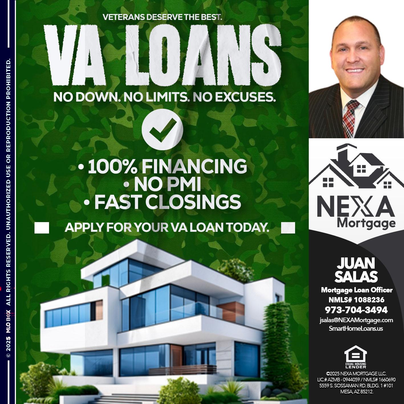 VA LOANS - Juan Salas -Sr. Mortgage Loan Officer