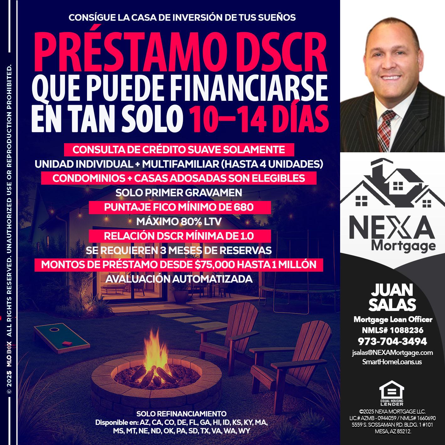 PRESTAMOS DSCR - Juan Salas -Sr. Mortgage Loan Officer